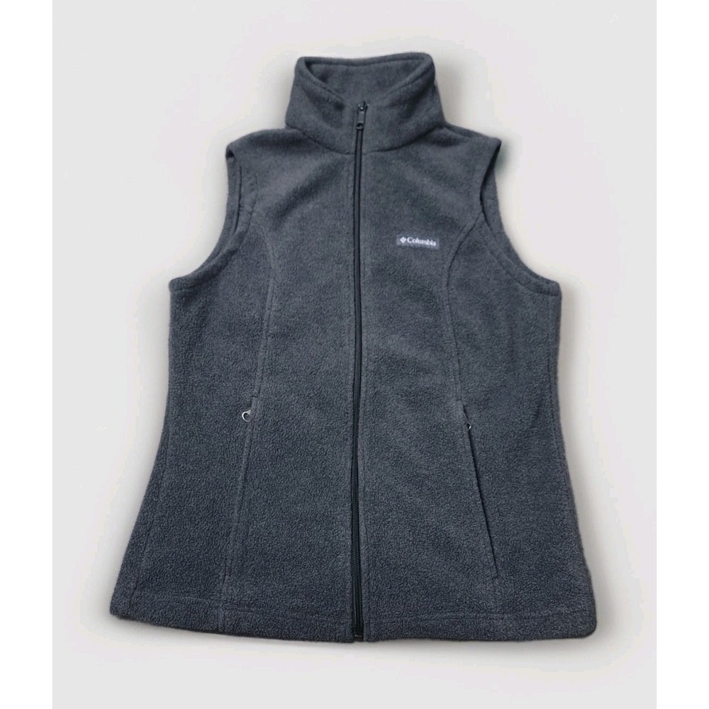 Columbia Women's Fleece Vest Full Zip Gray Sleeveless Outdoor Jacket
